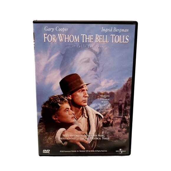 Vntg 1940 For Whom The Bell Tolls DVD Gary Cooper Ingrid Bergman Classic Film Un - Picture 1 of 7